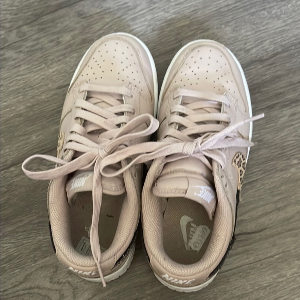 Nike Light Beige Sneakers with Leopard Accents